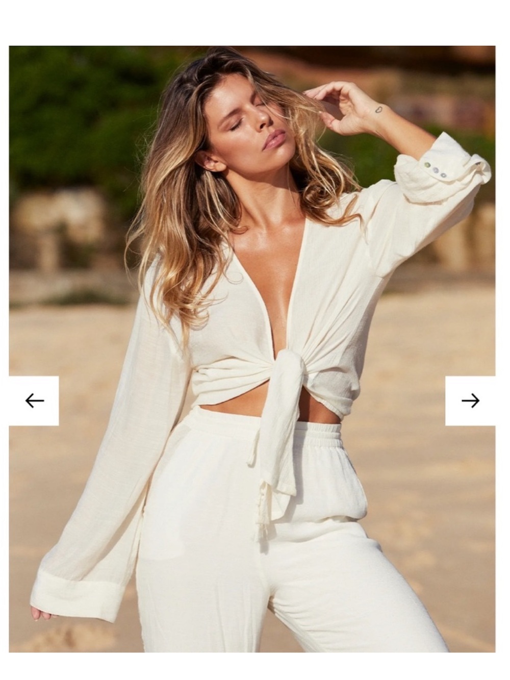 Monday Swimwear Ivory Tahiti Tie-Front Coverup Top